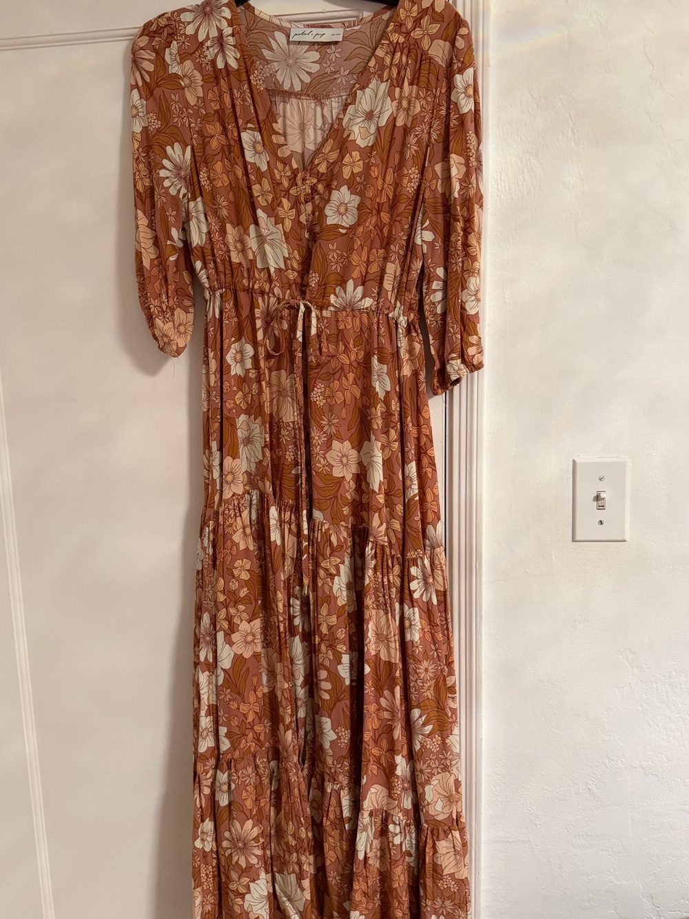 Petal & Pup Kelda Dress Rust Floral Tiered Maxi Dress - Picture 9 of 10